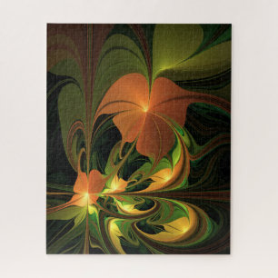 Fantasie Plant Abstract Groen Roest Bruin Fractal Legpuzzel