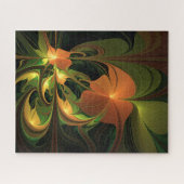 Fantasie Plant Abstract Groen Roest Bruin Fractal Legpuzzel (Horizontaal)