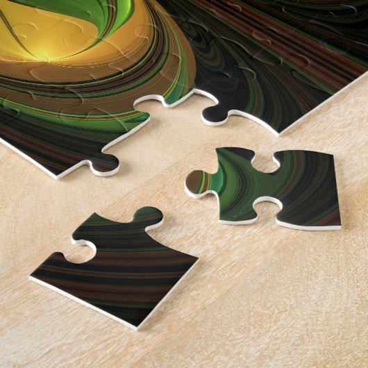 Fantasie Plant Abstract Groen Roest Bruin Fractal Legpuzzel (Zijkant)