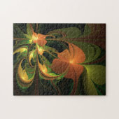 Fantasie Plant Abstract Groen Roest Bruin Fractal Legpuzzel (Horizontaal)