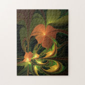 Fantasie Plant Abstract Groen Roest Bruin Fractal Legpuzzel (Verticaal)