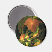 Fantasie Plant Abstract Groen Roest Bruin Fractal Magneet (Voorkant / Achterkant)