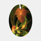 Fantasie Plant Abstract Groen Roest Bruin Fractal Metalen Ornament (Voorkant links)