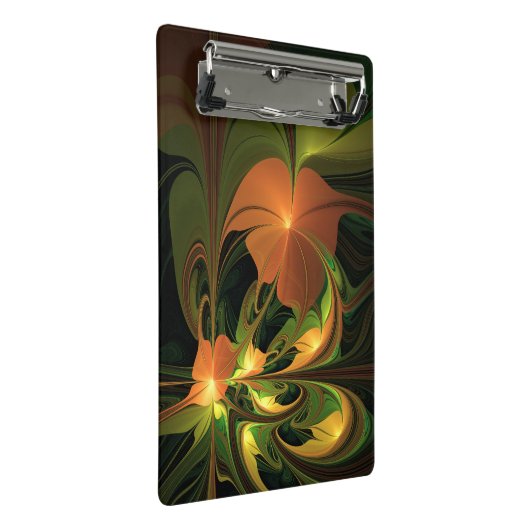 Fantasie Plant Abstract Groen Roest Bruin Fractal Mini Klembord (Schuin)