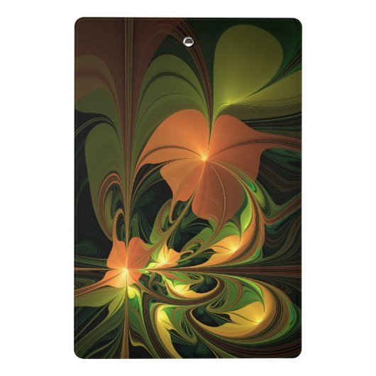 Fantasie Plant Abstract Groen Roest Bruin Fractal Mini Klembord (Achterkant)