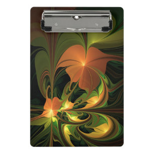 Fantasie Plant Abstract Groen Roest Bruin Fractal Mini Klembord