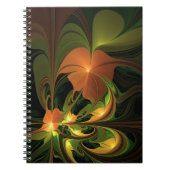 Fantasie Plant Abstract Groen Roest Bruin Fractal Notitieboek (Voorkant)