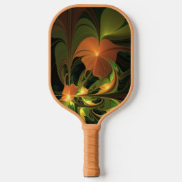 Fantasie Plant Abstract Groen Roest Bruin Fractal Pickleball Paddle