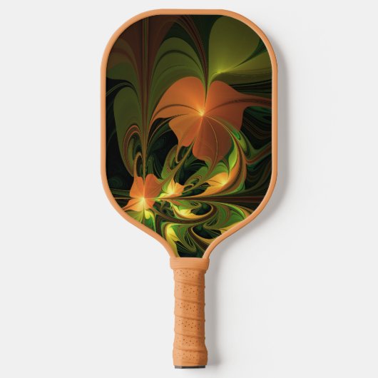 Fantasie Plant Abstract Groen Roest Bruin Fractal Pickleball Paddle (Voorkant)