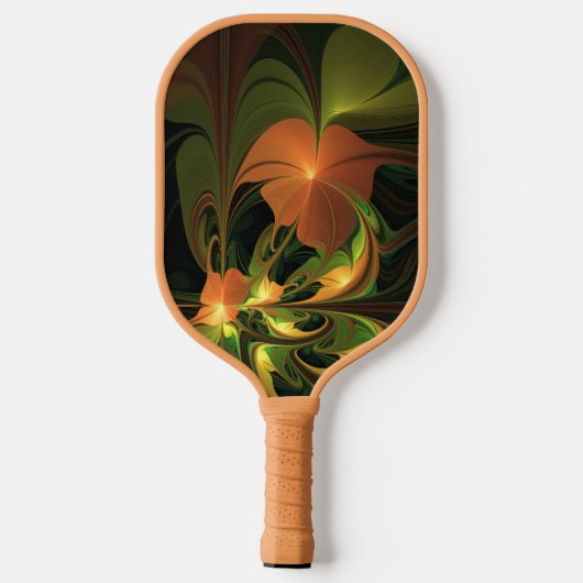 Fantasie Plant Abstract Groen Roest Bruin Fractal Pickleball Paddle (Achterkant)