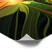 Fantasie Plant Abstract Groen Roest Bruin Fractal Poster (Hoek)