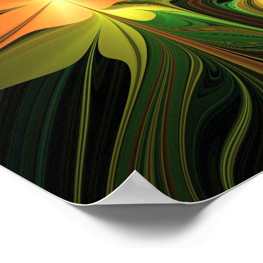 Fantasie Plant Abstract Groen Roest Bruin Fractal Poster (Hoek)