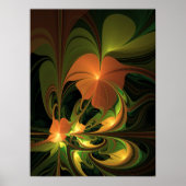 Fantasie Plant Abstract Groen Roest Bruin Fractal Poster (Voorkant)