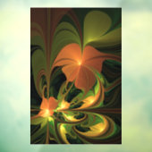 Fantasie Plant Abstract Groen Roest Bruin Fractal Raamsticker (Vel 3)