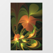 Fantasie Plant Abstract Groen Roest Bruin Fractal Raamsticker (Vel)