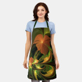 Fantasie Plant Abstract Groen Roest Bruin Fractal Schort (Gedragen)