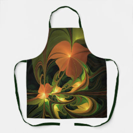 Fantasie Plant Abstract Groen Roest Bruin Fractal Schort