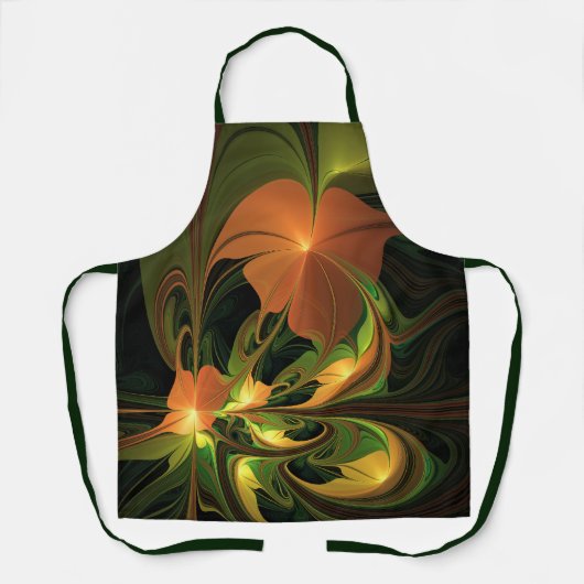 Fantasie Plant Abstract Groen Roest Bruin Fractal Schort (Voorkant)