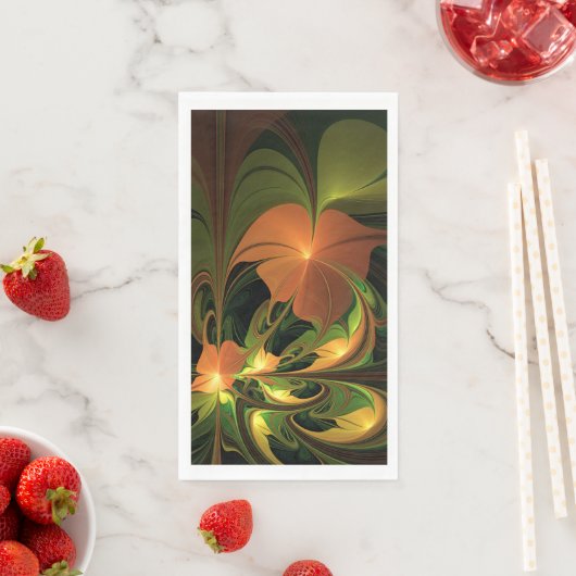 Fantasie Plant Abstract Groen Roest Bruin Fractal Servet (Insitu)