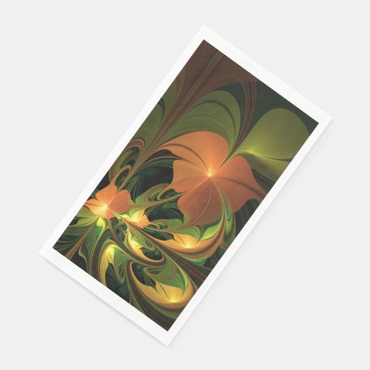Fantasie Plant Abstract Groen Roest Bruin Fractal Servet (Hoek)