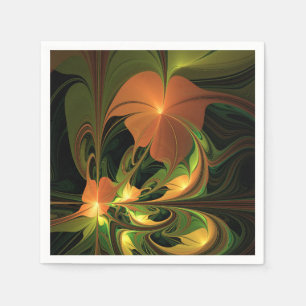 Fantasie Plant Abstract Groen Roest Bruin Fractal Servet