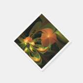 Fantasie Plant Abstract Groen Roest Bruin Fractal Servet (Hoek)