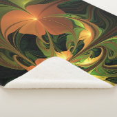 Fantasie Plant Abstract Groen Roest Bruin Fractal Sherpa Deken (3/4)