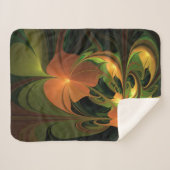 Fantasie Plant Abstract Groen Roest Bruin Fractal Sherpa Deken (Voorkant (horizontaal))