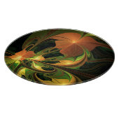 Fantasie Plant Abstract Groen Roest Bruin Fractal Snijplank (Hoek)