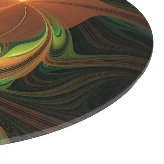 Fantasie Plant Abstract Groen Roest Bruin Fractal Snijplank (Hoek)