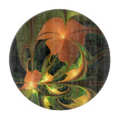 Fantasie Plant Abstract Groen Roest Bruin Fractal Snijplank (Voorkant)