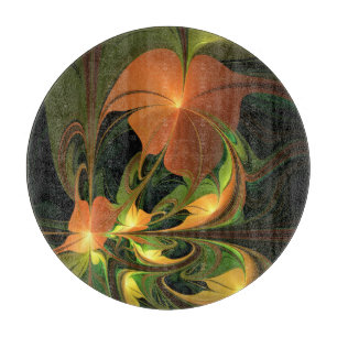 Fantasie Plant Abstract Groen Roest Bruin Fractal Snijplank