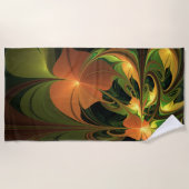 Fantasie Plant Abstract Groen Roest Bruin Fractal Strandlaken (Voorkant)