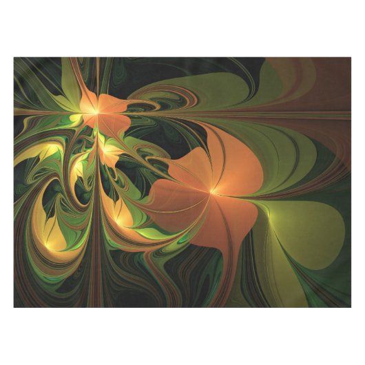 Fantasie Plant Abstract Groen Roest Bruin Fractal Tafelkleed (Voorkant (Horizontaal))