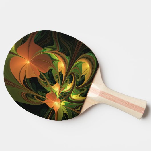 Fantasie Plant Abstract Groen Roest Bruin Fractal Tafeltennisbatje (Zijkant)