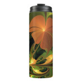Fantasie Plant Abstract Groen Roest Bruin Fractal Thermosbeker (Voorkant)