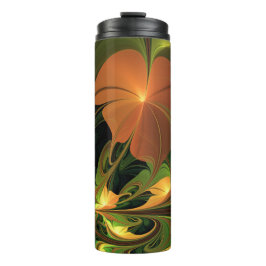 Fantasie Plant Abstract Groen Roest Bruin Fractal Thermosbeker