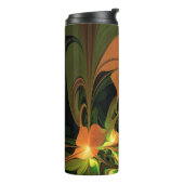 Fantasie Plant Abstract Groen Roest Bruin Fractal Thermosbeker (Gedraaid links)