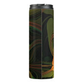 Fantasie Plant Abstract Groen Roest Bruin Fractal Thermosbeker (Achterkant)