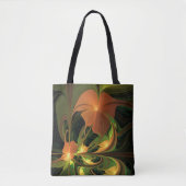 Fantasie Plant Abstract Groen Roest Bruin Fractal Tote Bag (Voorkant)