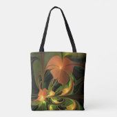 Fantasie Plant Abstract Groen Roest Bruin Fractal Tote Bag (Achterkant)