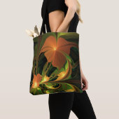 Fantasie Plant Abstract Groen Roest Bruin Fractal Tote Bag (Dichtbij)