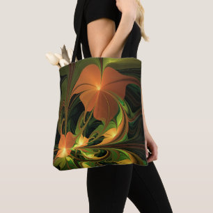 Fantasie Plant Abstract Groen Roest Bruin Fractal Tote Bag