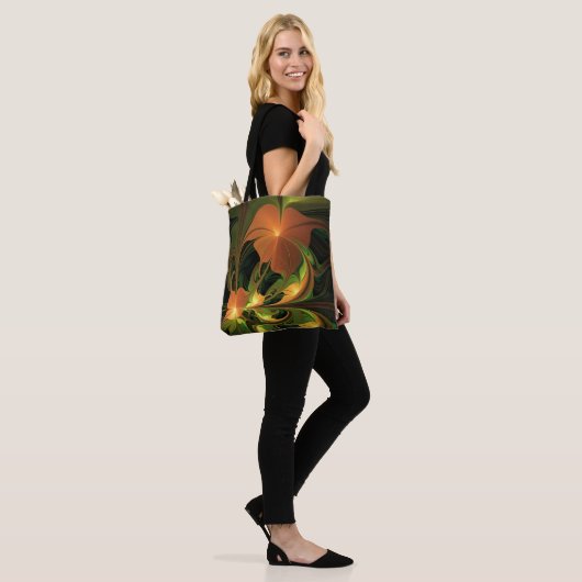 Fantasie Plant Abstract Groen Roest Bruin Fractal Tote Bag (Op model)