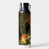 Fantasie Plant Abstract Groen Roest Bruin Fractal Waterfles (Voorkant)