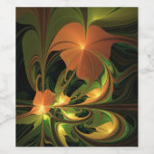 Fantasie Plant Abstract Groen Roest Bruin Fractal Wijn Etiket (Enkel label)
