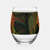 Fantasie Plant Abstract Groen Roest Bruin Fractal Wijnglas Zonder Voet (Rechts)