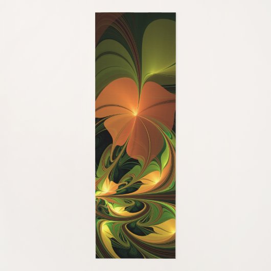 Fantasie Plant Abstract Groen Roest Bruin Fractal Yogamat (Voorkant)