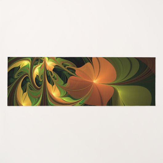 Fantasie Plant Abstract Groen Roest Bruin Fractal Yogamat (Voorkant (horizontaal))