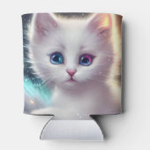 Fantasie pluizig witte kat blikjeskoeler (Achterkant)